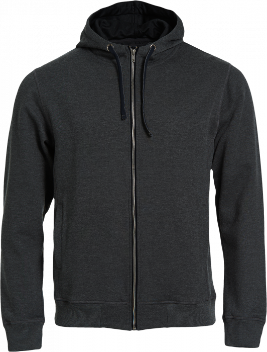 Clique - Classic Hoody Full Zip - Anthracite Melange & czarny