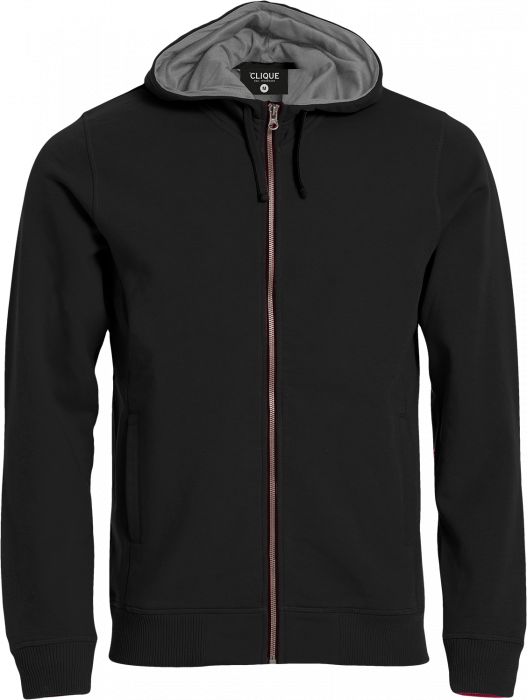 Clique - Classic Hoody Full Zip - Sort & grå