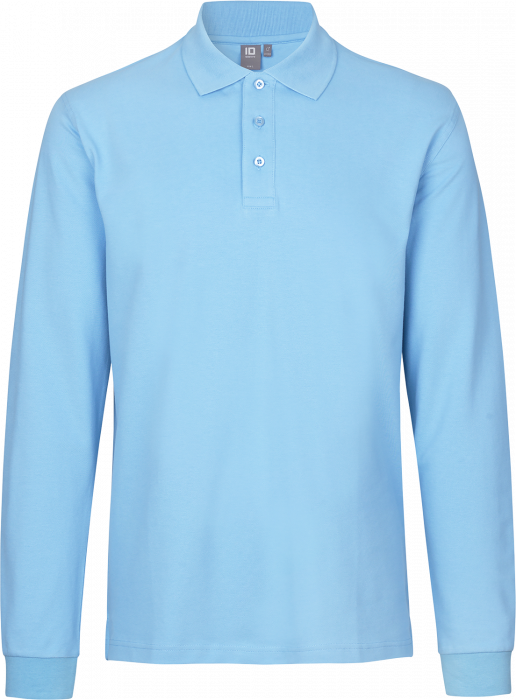 ID - Long-Sleeved Polo Shirt Stretch - Blu chiaro