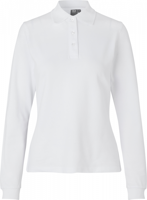 ID - Long-Sleeved Polo Shirt Stretch Woman - White