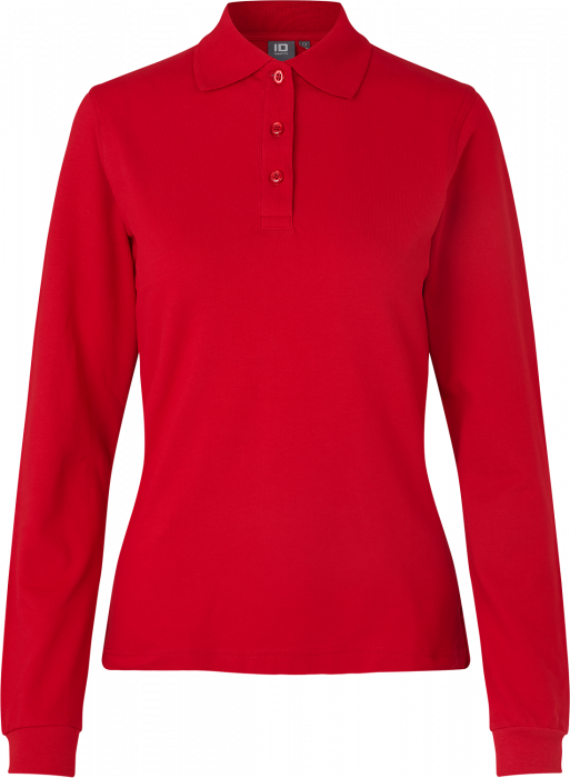 ID - Long-Sleeved Polo Shirt Stretch Woman - Red