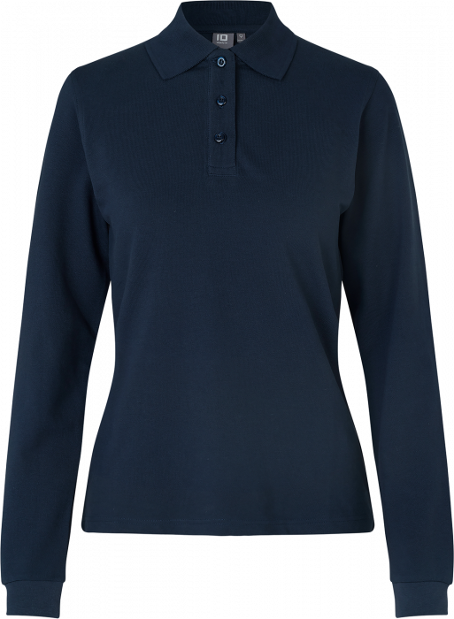 ID - Long-Sleeved Polo Shirt Stretch Woman - Navy