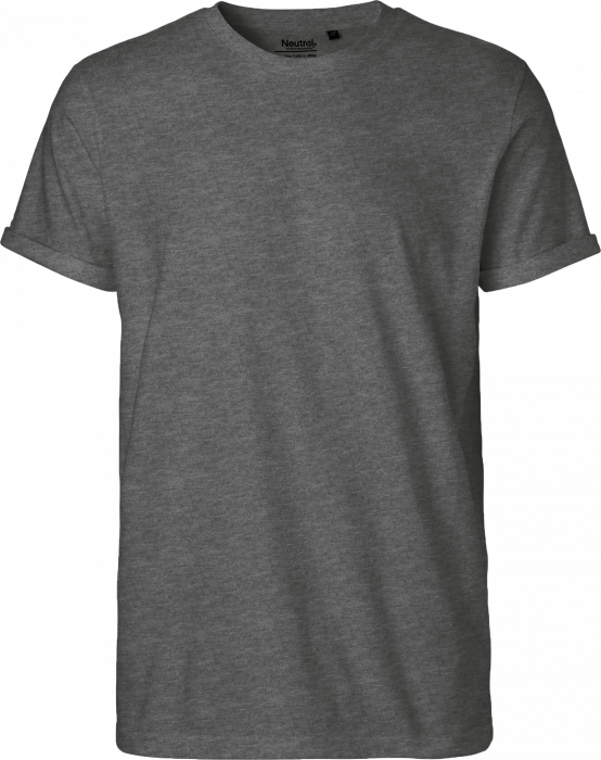 Neutral - Organic Mens Roll Up Sleeve Cotton T-Shirt - Dark Heather