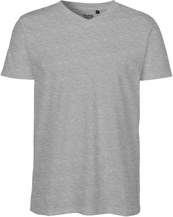 Neutral - Organic Cotton Tee W. V-Neck Melange - Sport Grey