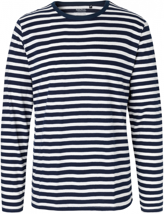 Neutral - Organic Long Sleeve Cotton Stripe - Marine & white